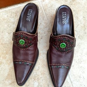 Franco Sarto Brown Leather Mules